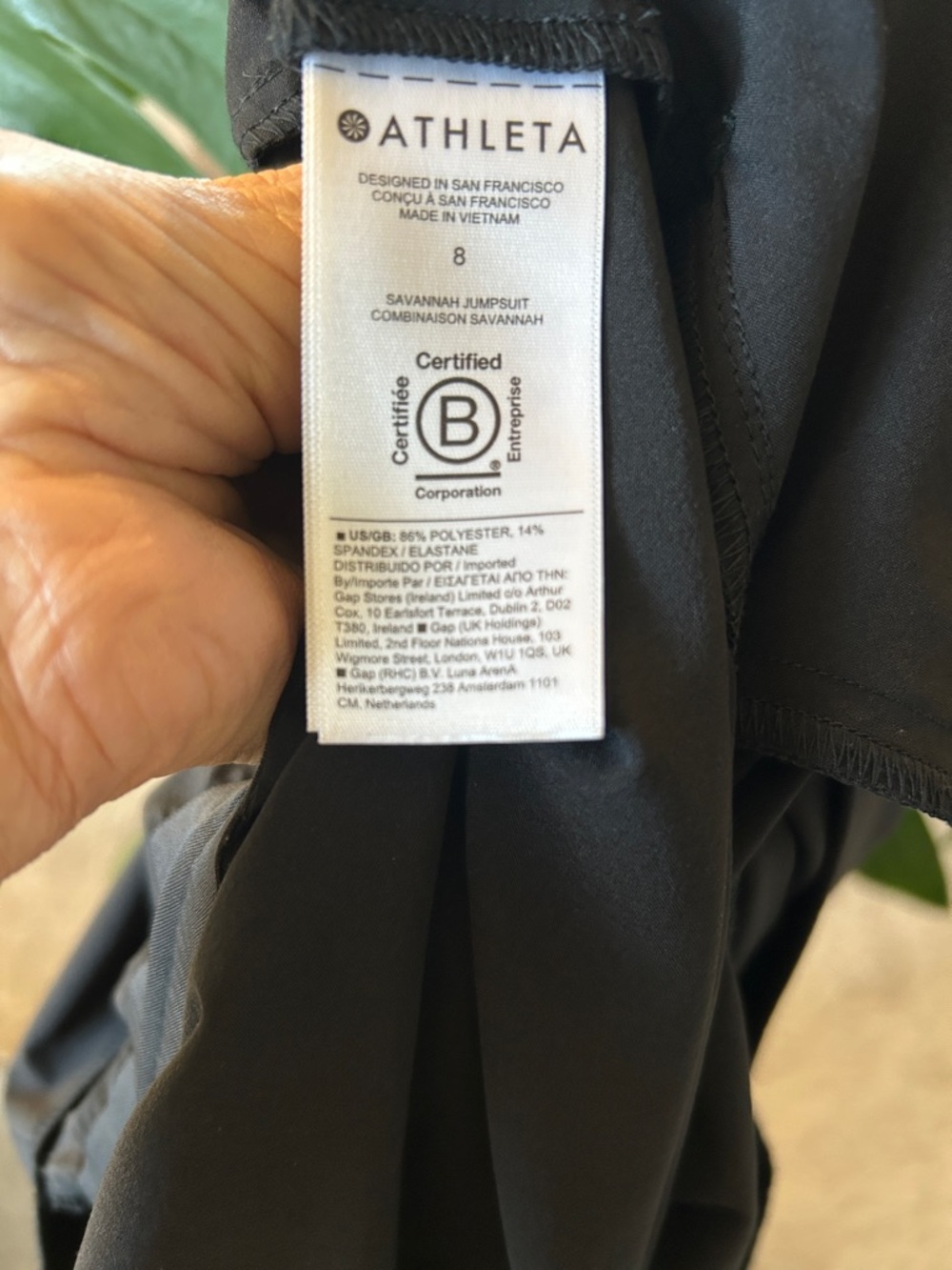Athleta Savannah Jumpsuit Black Size 8 Drapey V-Neck Travel Chic - Picture 8 of 8